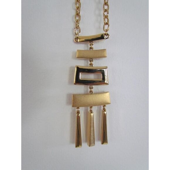 Vintage Napier Oriental Necklace Pendant Statement Asian Pagoda Gold Extra Long - Picture 7 of 13